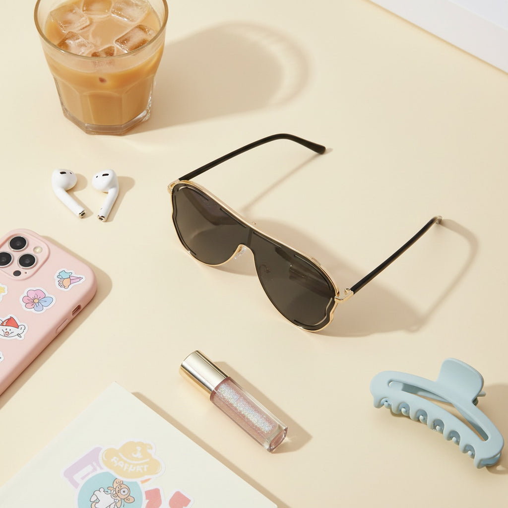 Gold And Black Aviator Sunglasses