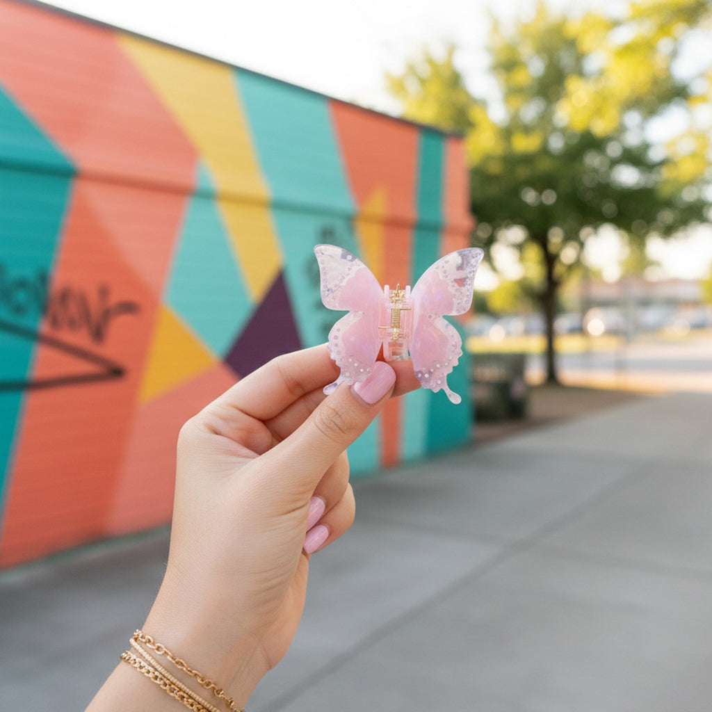 Butterfly Pearl Beaded Hair Claw Clip