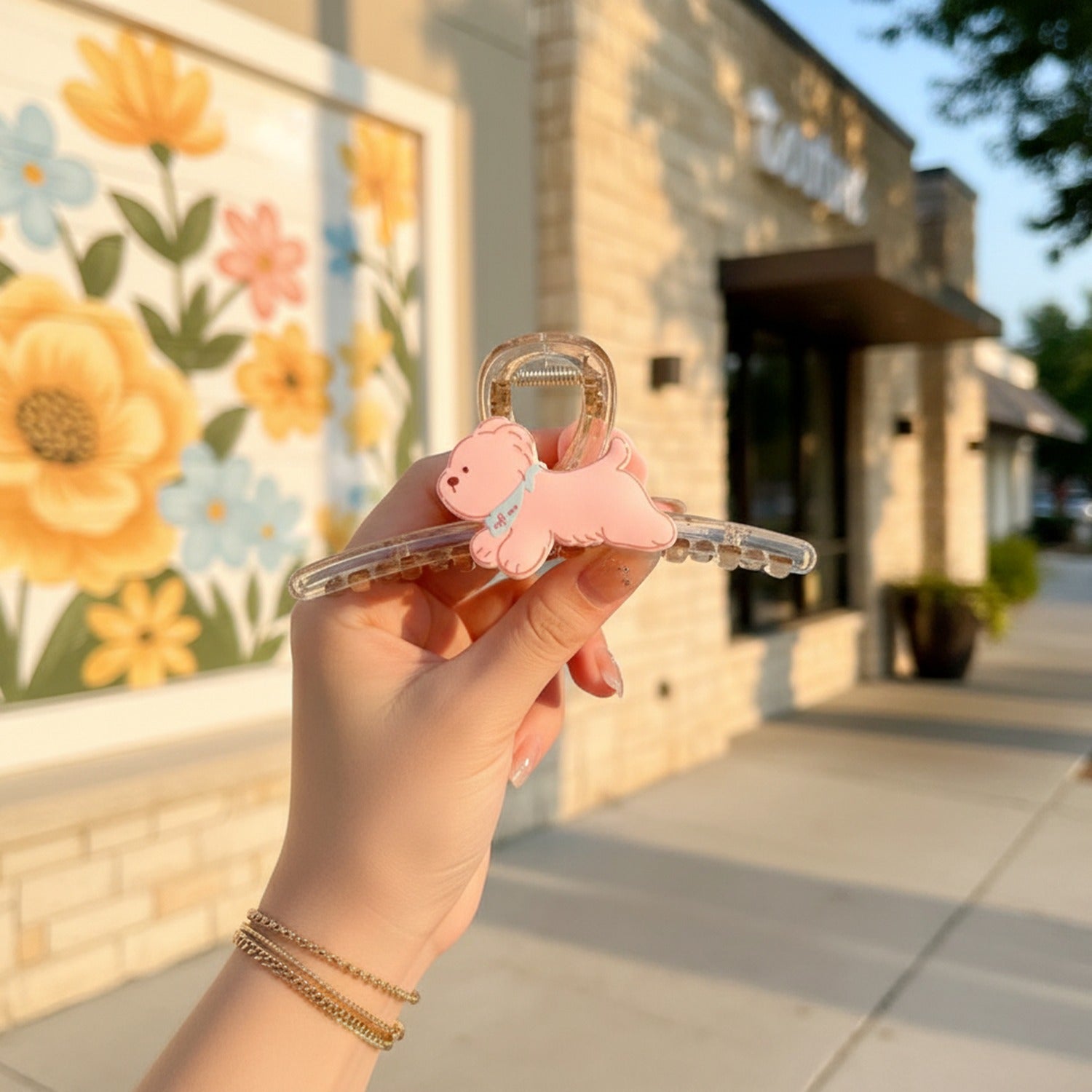 Cute Bear Charm Clear Acrylic Hair Claw