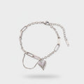 Silver Heart Charm Chain Bracelet