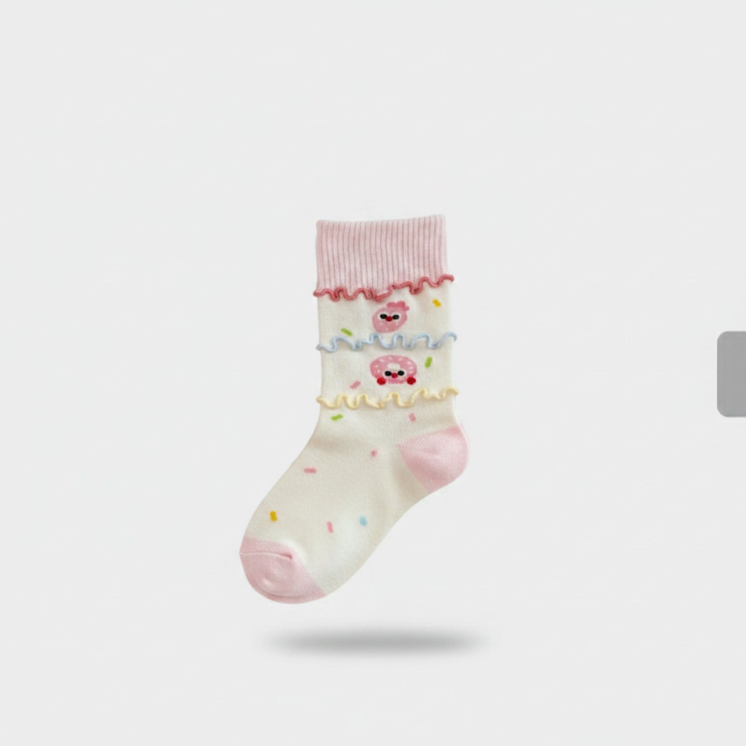 Cream Ruffle Heart Smiley Face Socks