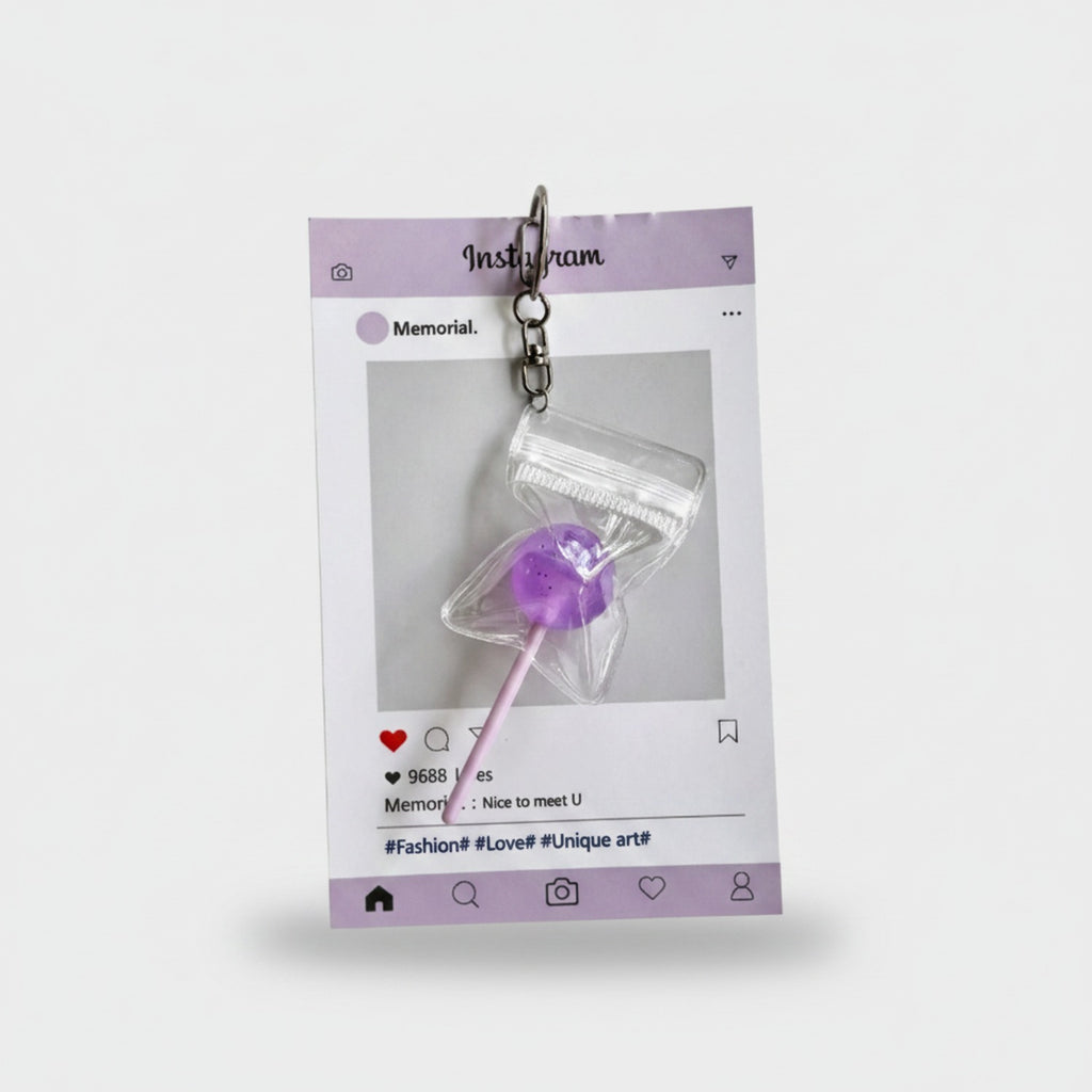 Purple Lollipop Acrylic Keyring Charm