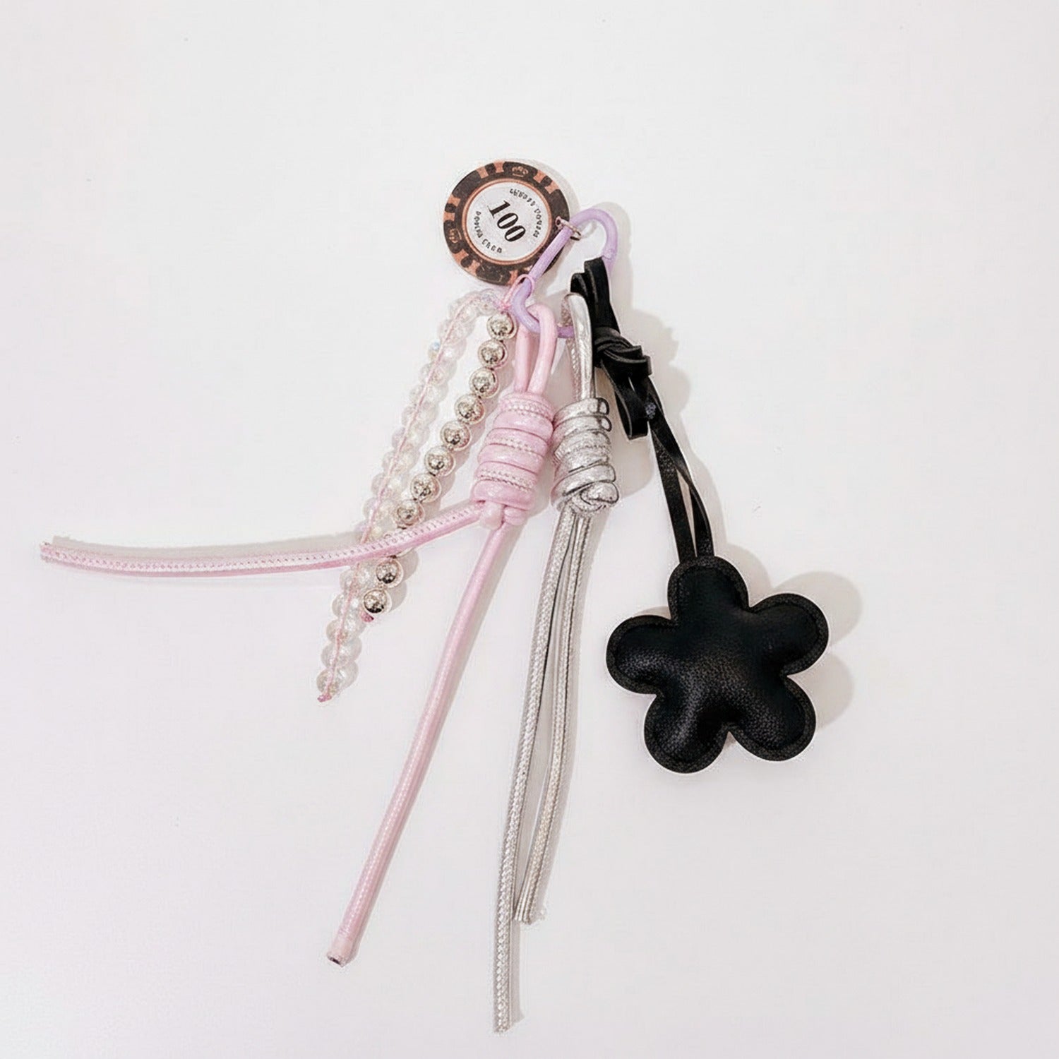 Yellow Flower Acrylic Keyring With Beaded Charm