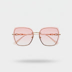 Square Pink Tinted Sunglasses with Chain Detail