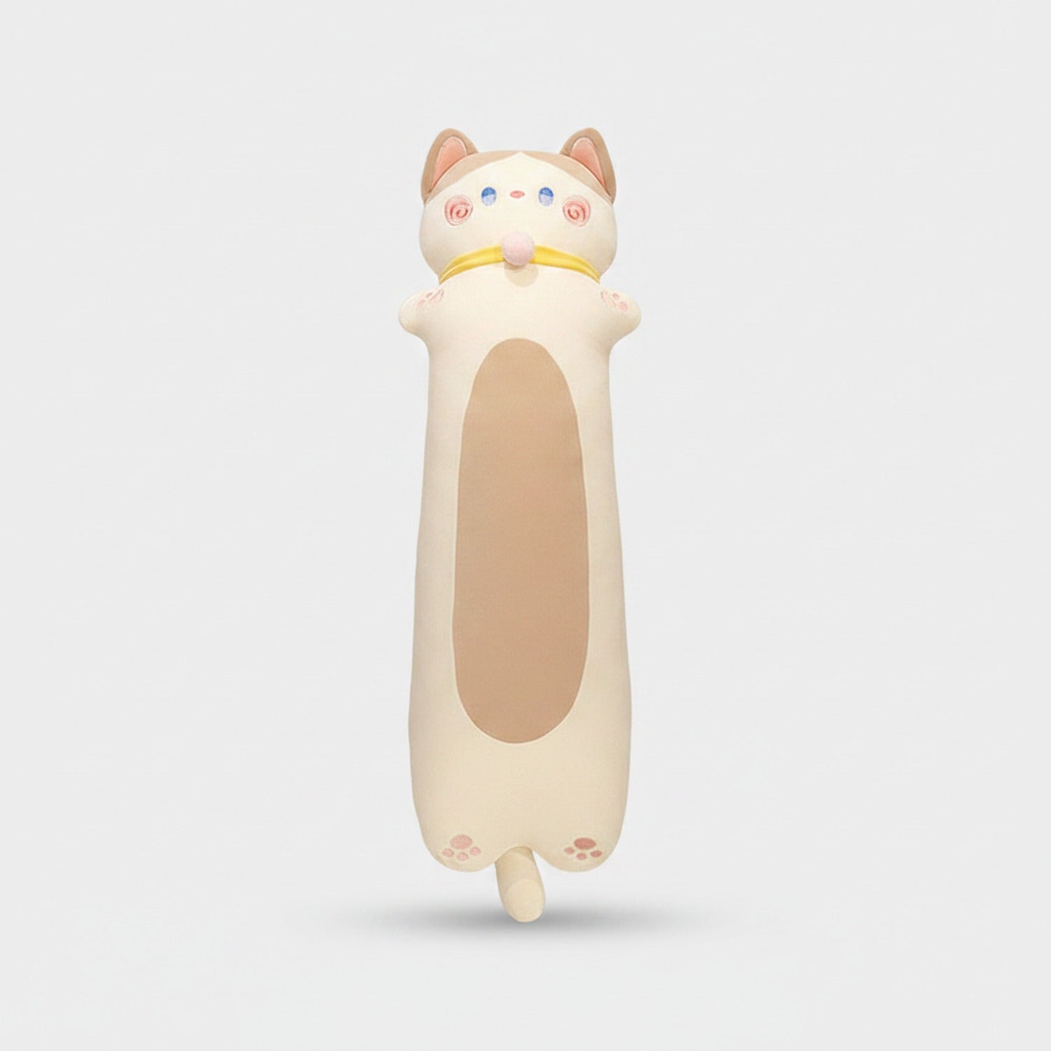 Lucky Cat Long Plush Toy With Gold Collar