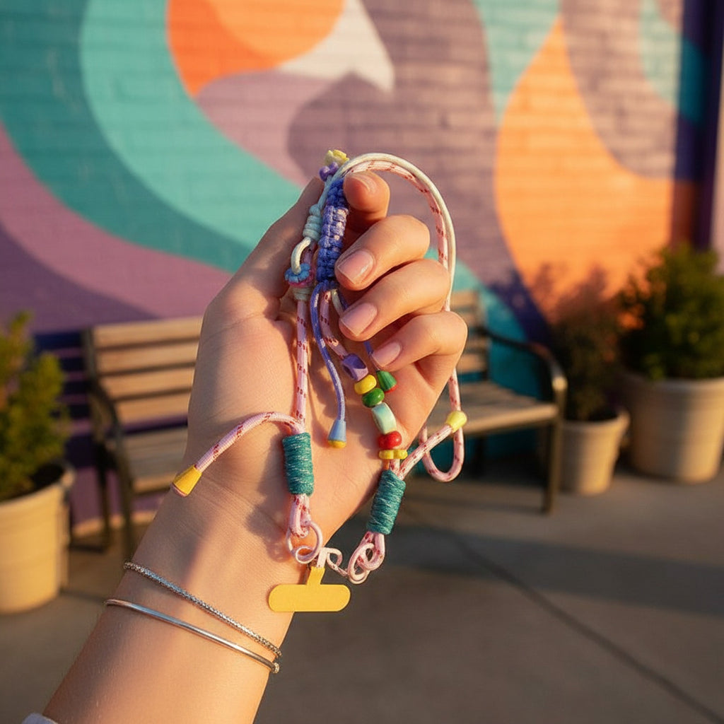 Colorful Beaded Phone Charm Strap With Tassel