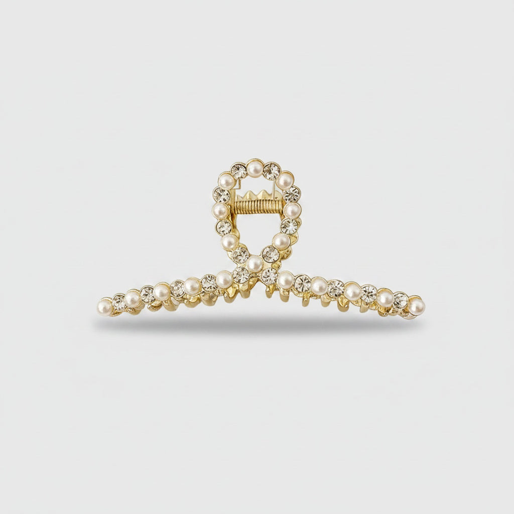 Pearl And Rhinestone Oval Hair Claw