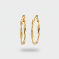 Gold Textured Oval Hoop Earrings