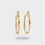 Gold Textured Oval Hoop Earrings