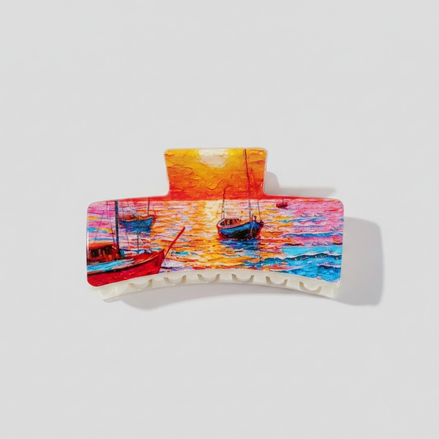 Colorful Sunset Boat Ocean Hair Claw Clip