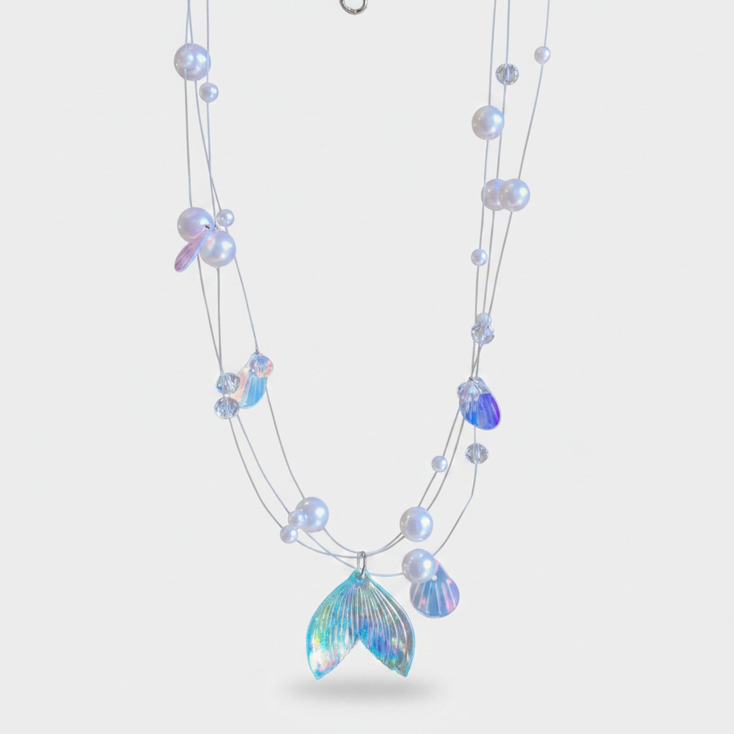 Blue Shell Pearl Beaded Charm Necklace