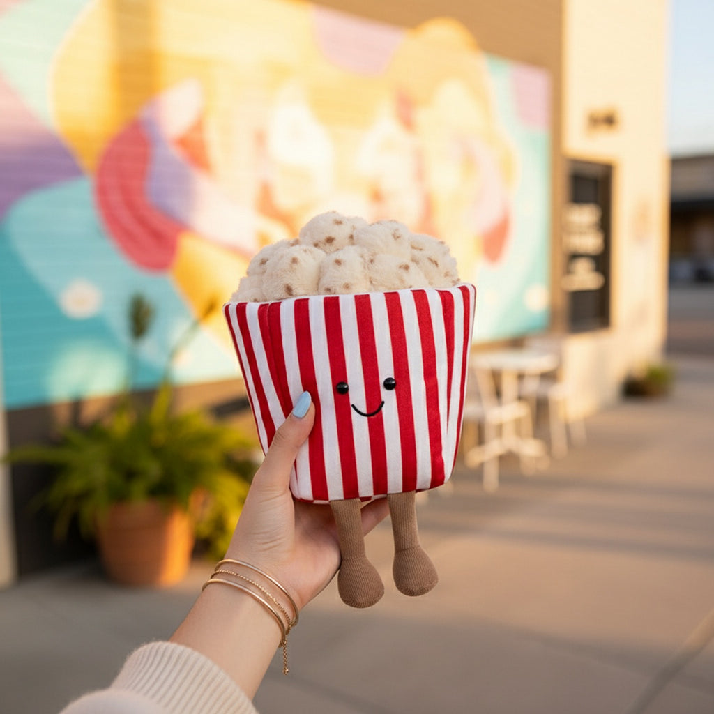 Popcorn Striped Red White Plush Toy