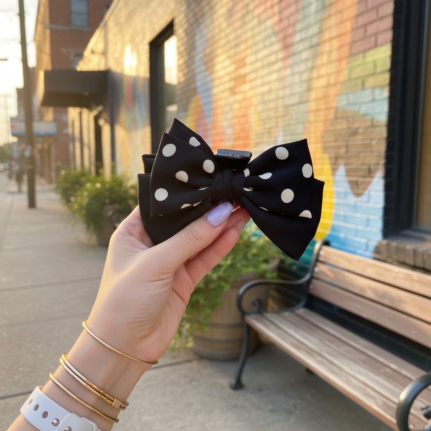Black Polka Dot Hair Claw Clip