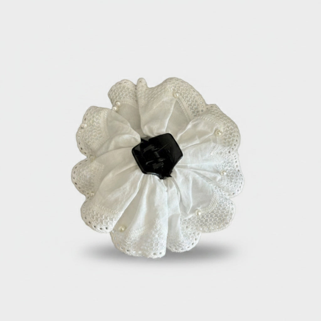 White Lace Flower Hair Claw Clip