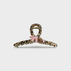 Leopard Print Hair Claw With Pink Bow