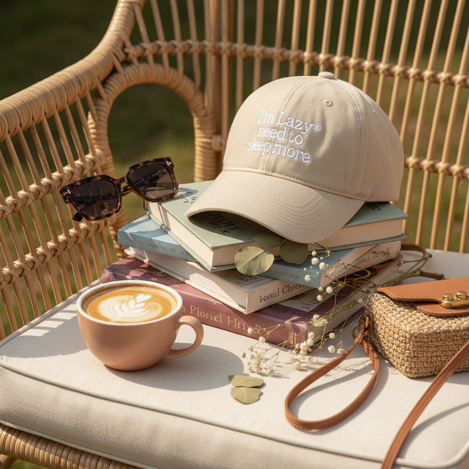 Cream Baseball Cap With Embroidered Text