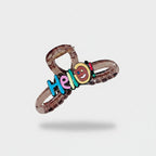 Translucent Brown Hair Claw With Colorful Smiley Charm