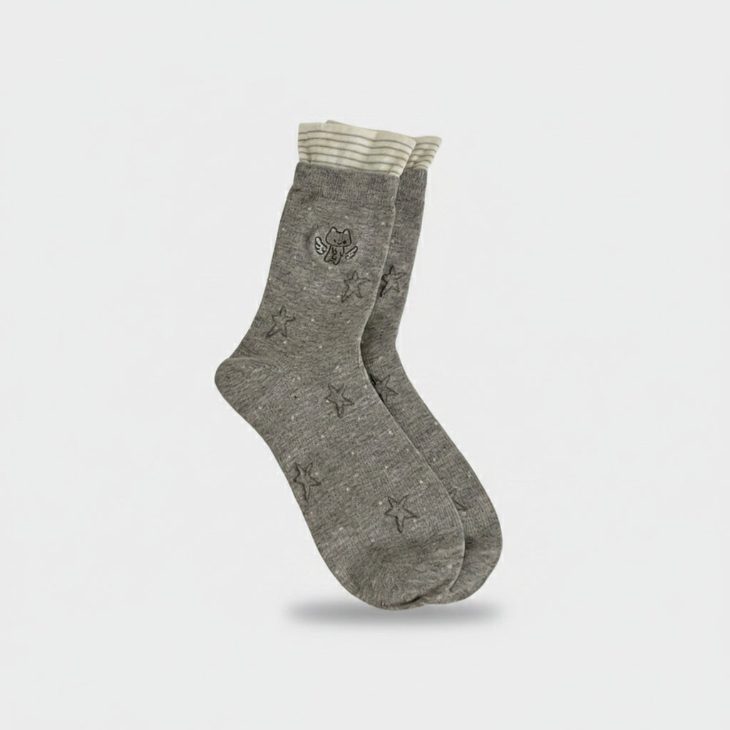 Gray Angel Star Crew Socks