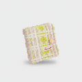 Pink & Yellow Tweed Quilted Square Notebook With Button Charm