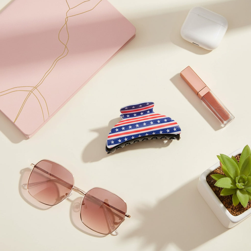 American Flag Stars Striped Hair Claw Clip