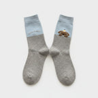 Cute Puppy Graphic Colorblock Crew Socks
