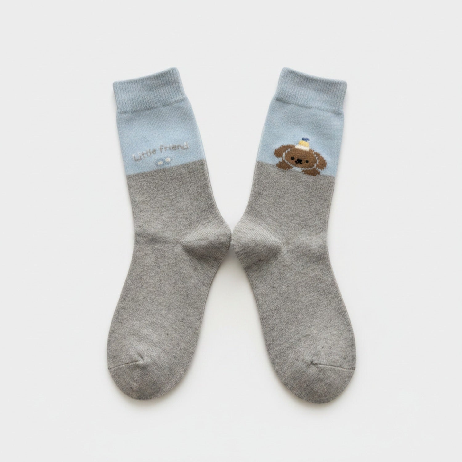 Cute Puppy Graphic Colorblock Crew Socks