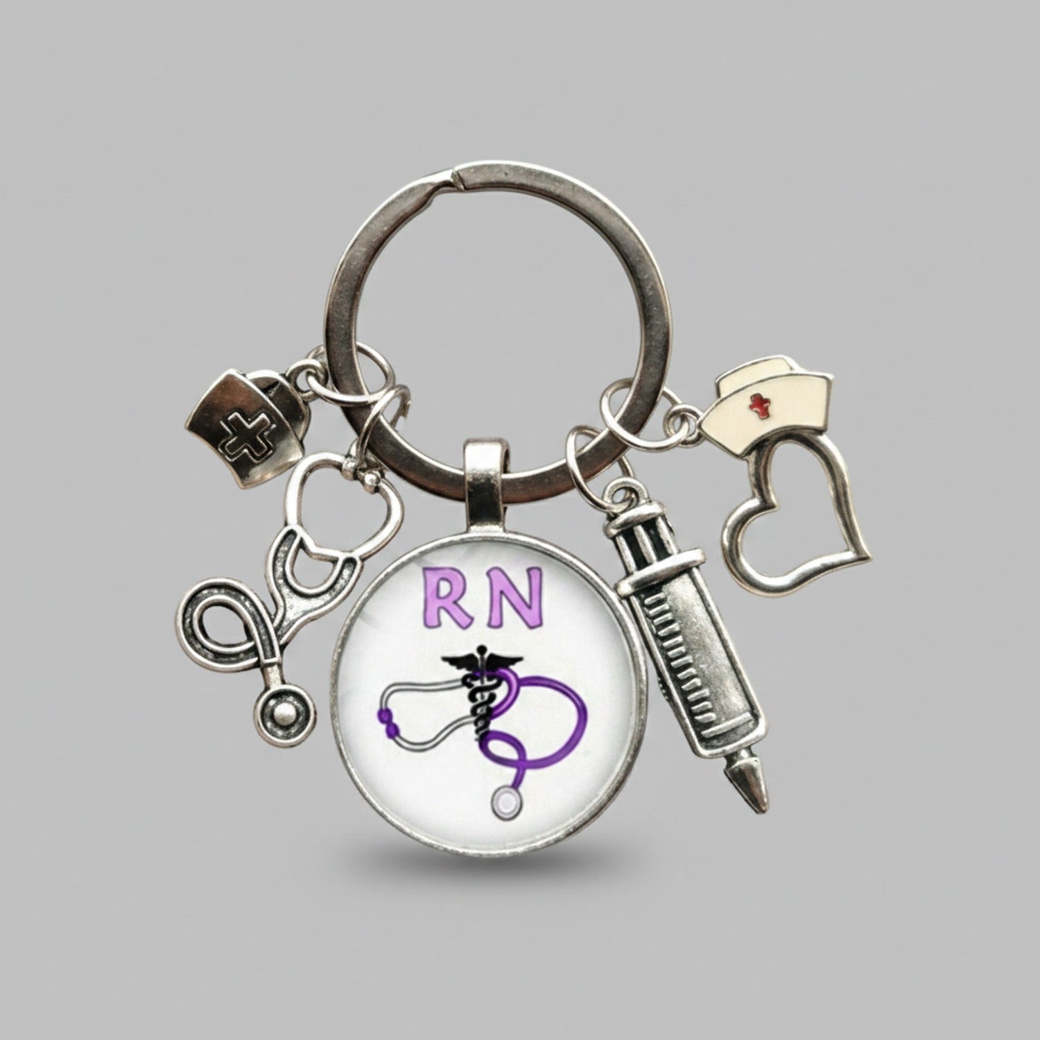 Medical Charm Heart Acrylic Keyring