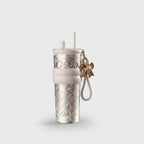 Gold Lace Tumbler With Pearl Bow Charm