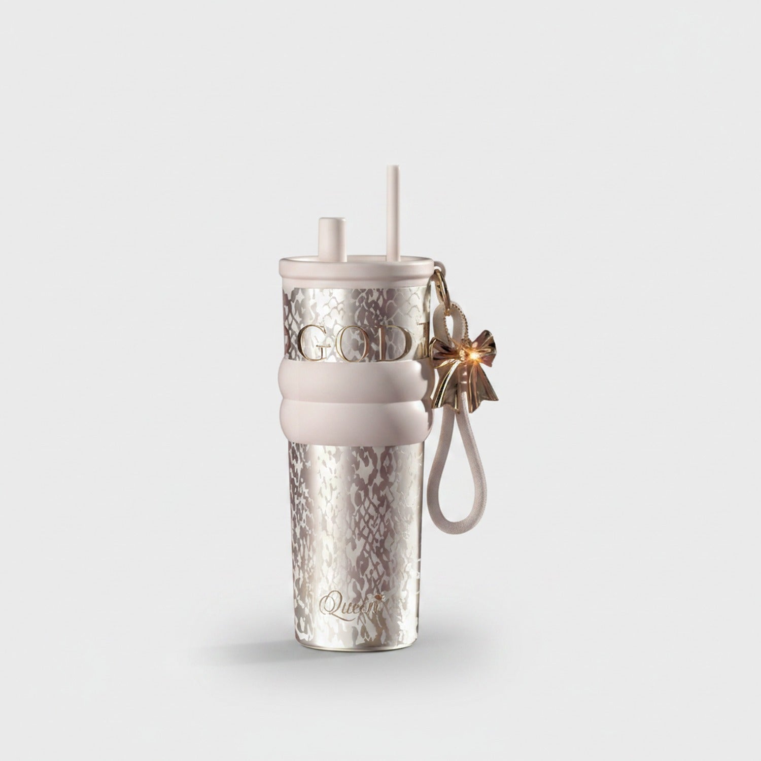 Gold Lace Tumbler With Pearl Bow Charm