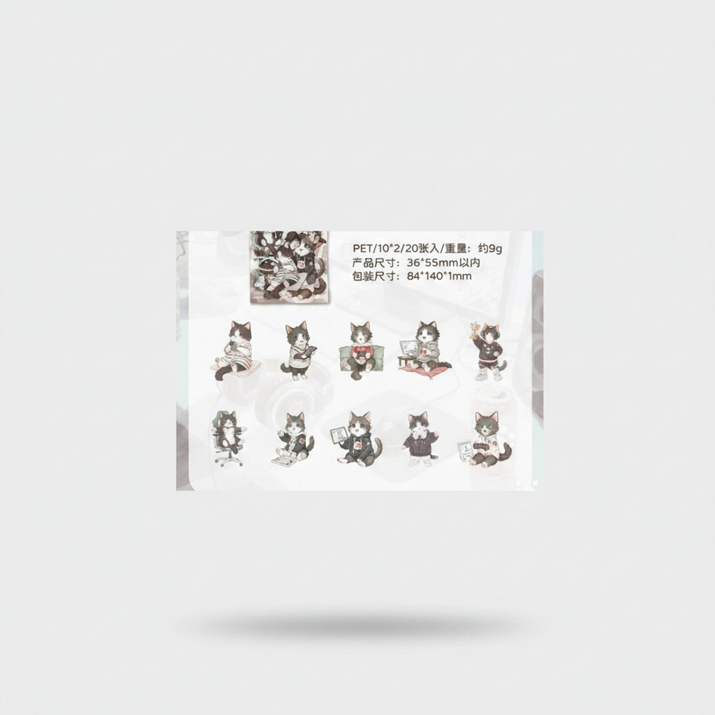 Cute Cat Character Sticker Sheet Set