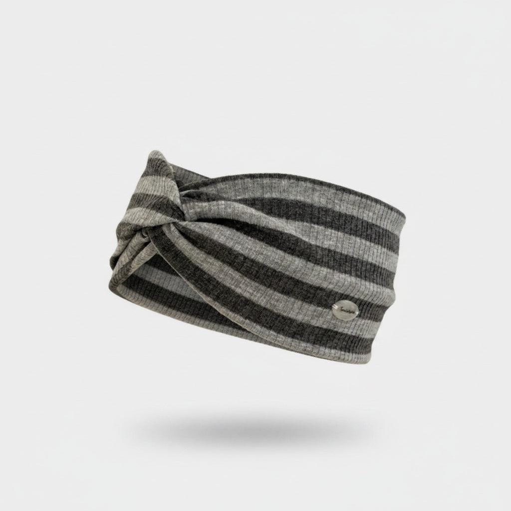 Striped Ribbed Knit Headwrap With Bow
