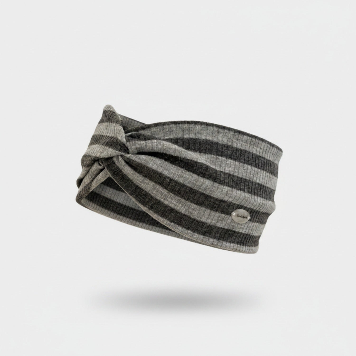 Striped Ribbed Knit Headwrap With Bow