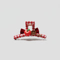 Red Gingham Hair Claw With Bow And Apple Charm