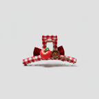 Red Gingham Hair Claw With Bow And Apple Charm