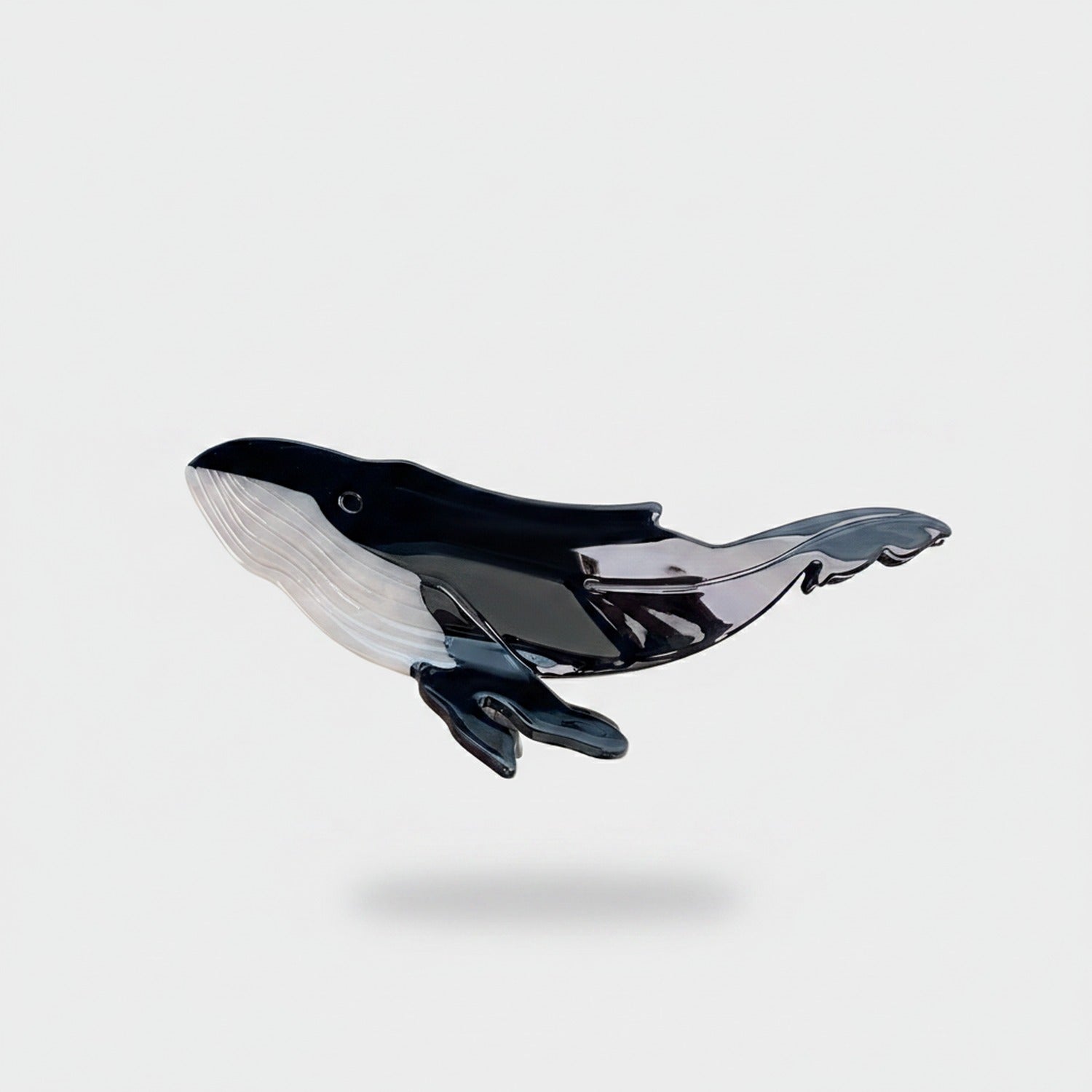 Whale Black White Enamel Hair Claw
