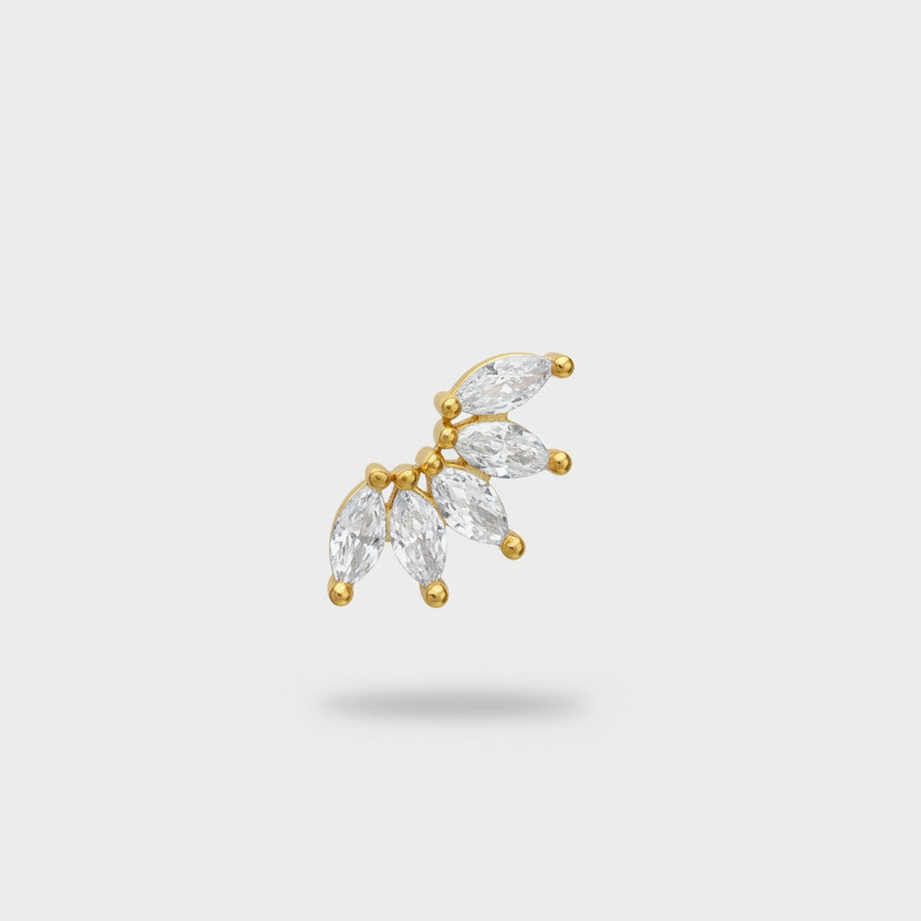 Crystal Marquise Flower Cluster Gold Earrings