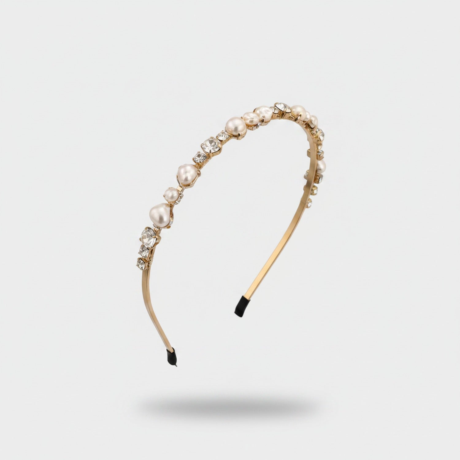 Pearl And Rhinestone Black Velvet Headband