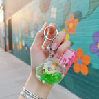 Green Frog Acrylic Keyring With Chain Charm