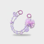 Purple Acrylic Keyring With Beaded Chain And Bow Charm
