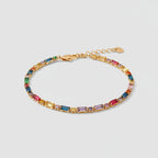 Colorful Rectangular Crystal Gemstone Chain Bracelet