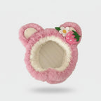 Pink Plush Bear Hairband With Flower Charm
