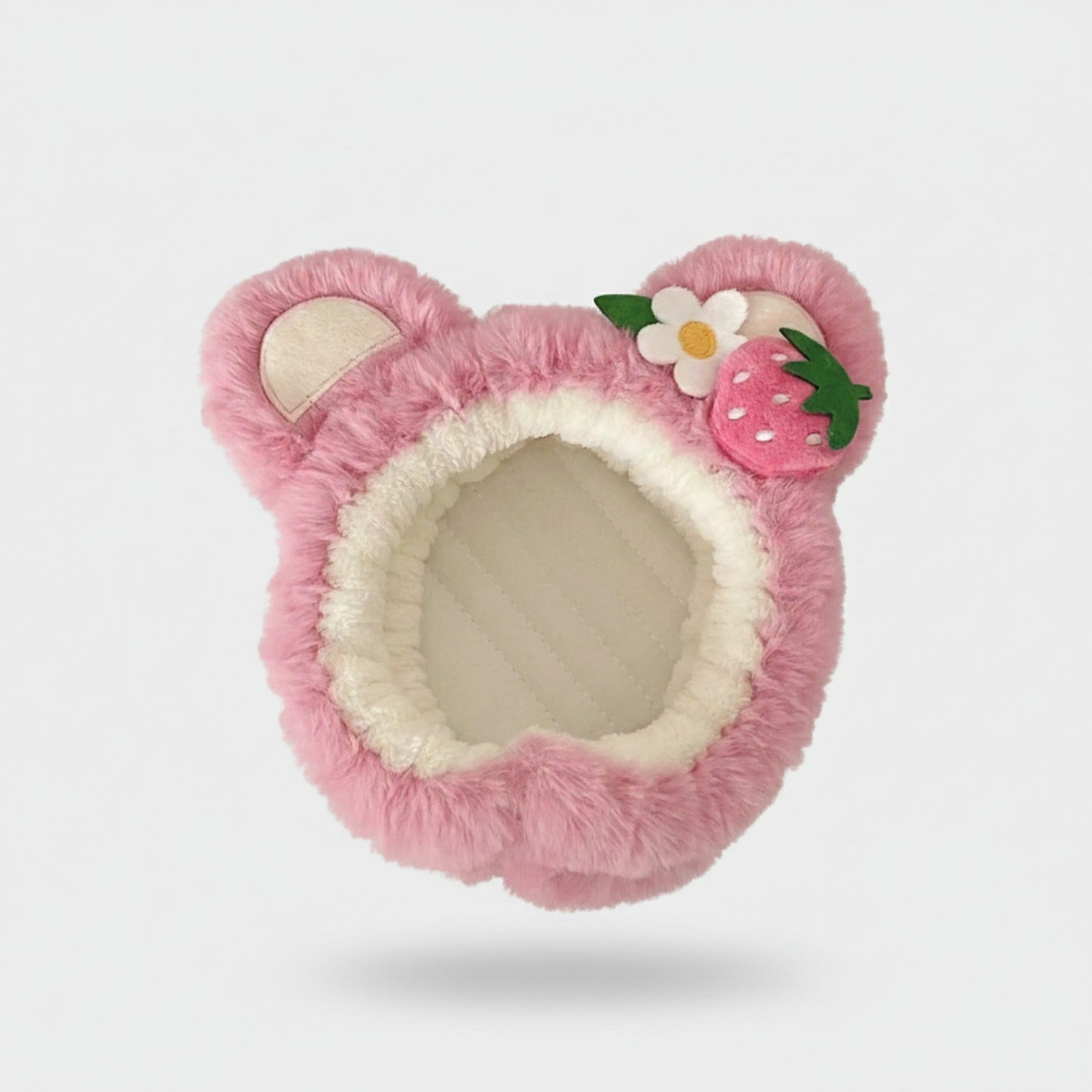 Pink Plush Bear Hairband With Flower Charm