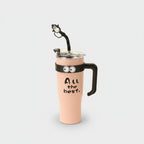 Peach Cow Charm Travel Tumbler With Lid