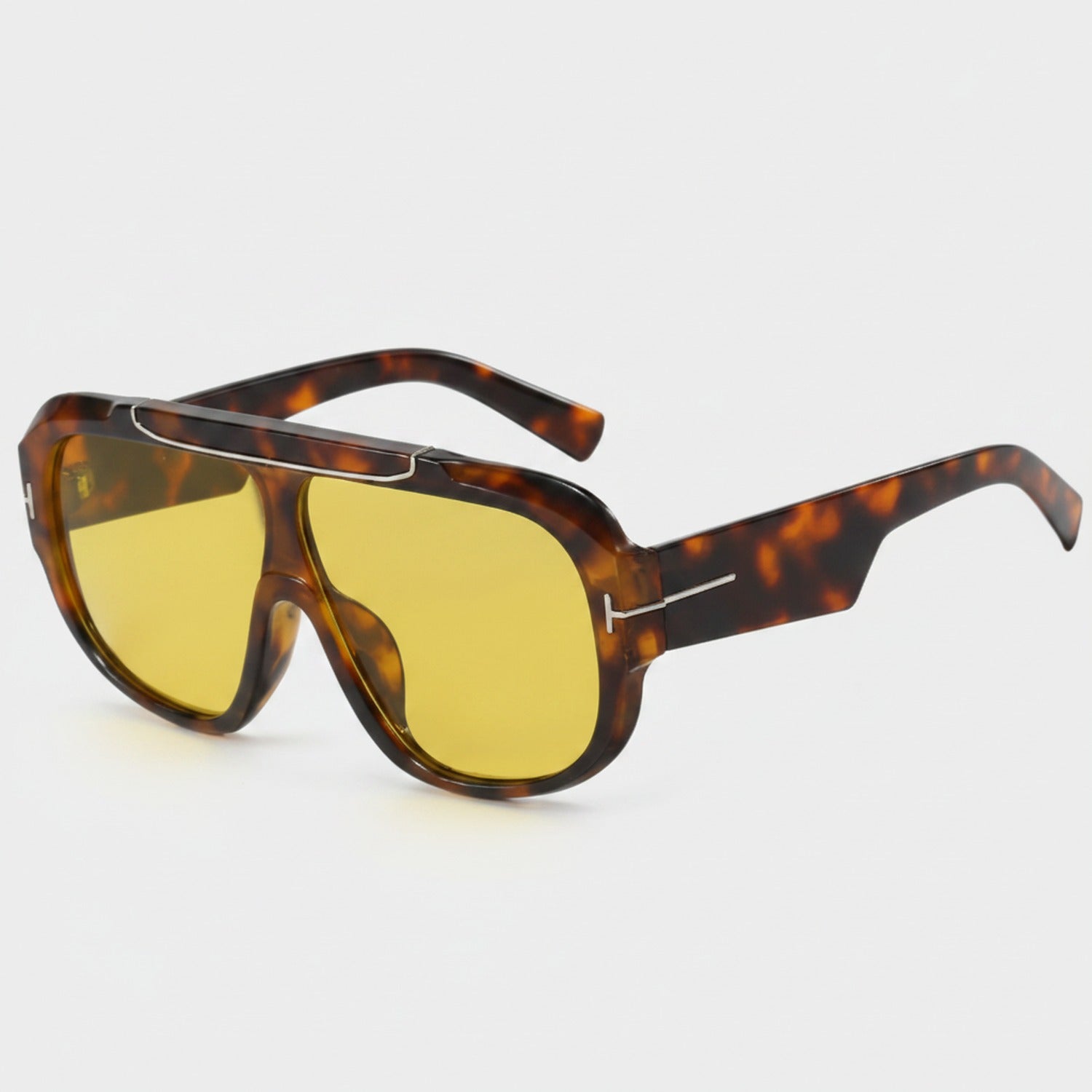 Black Oversized Aviator Sunglasses with Gold Trim