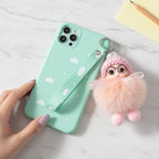 Pink Fuzzy Doll Keyring With Glasses Charm