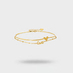 Gold Love Heart Charm Bangle Bracelet