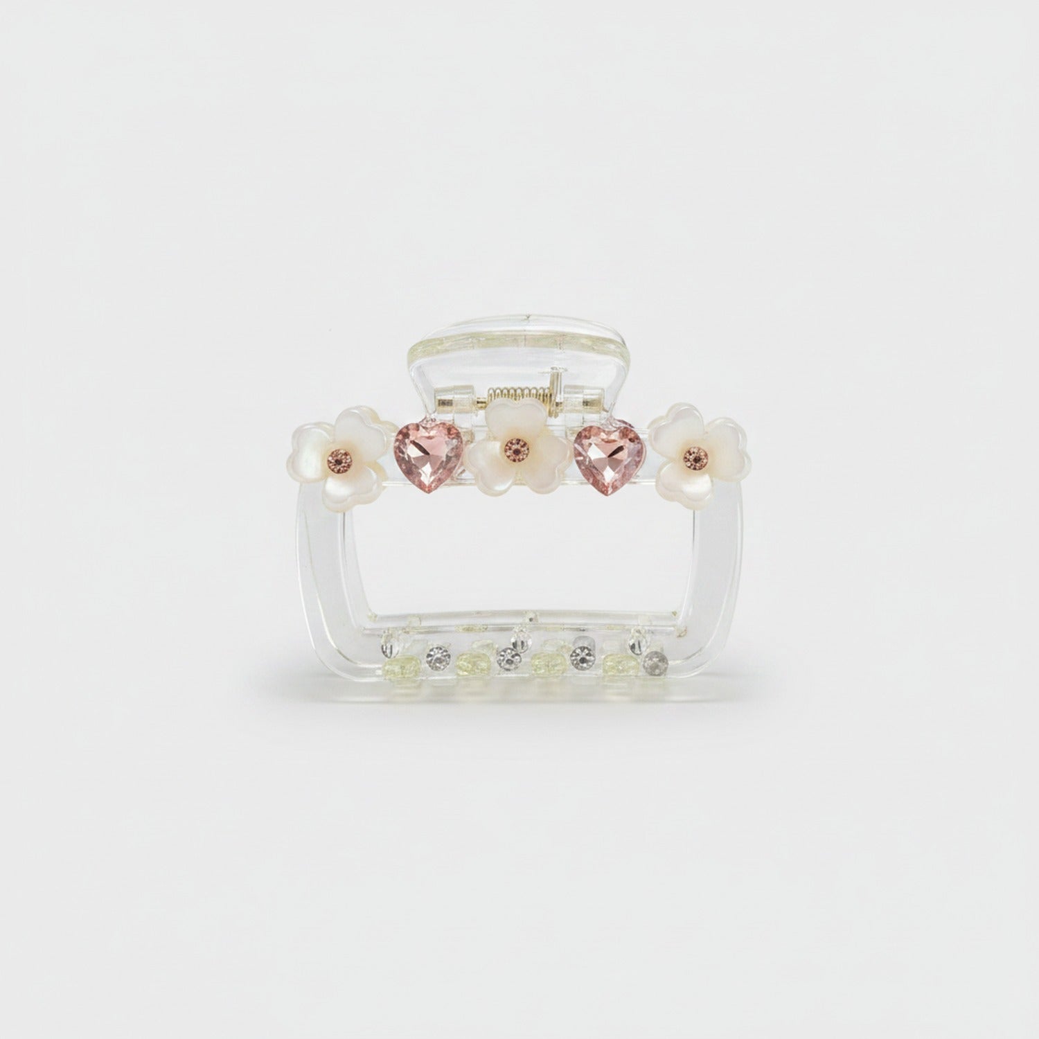 Pearl Heart Rhinestone Hair Claw Clip
