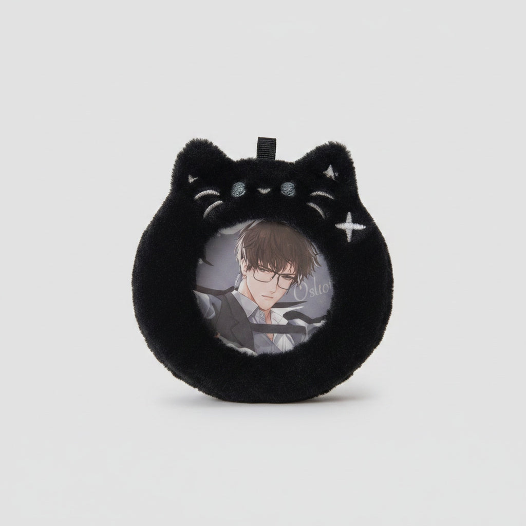 Black Cat Plush Phone Charm With Mirror