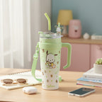 Cute Character Insulated Tumbler With Straw Green