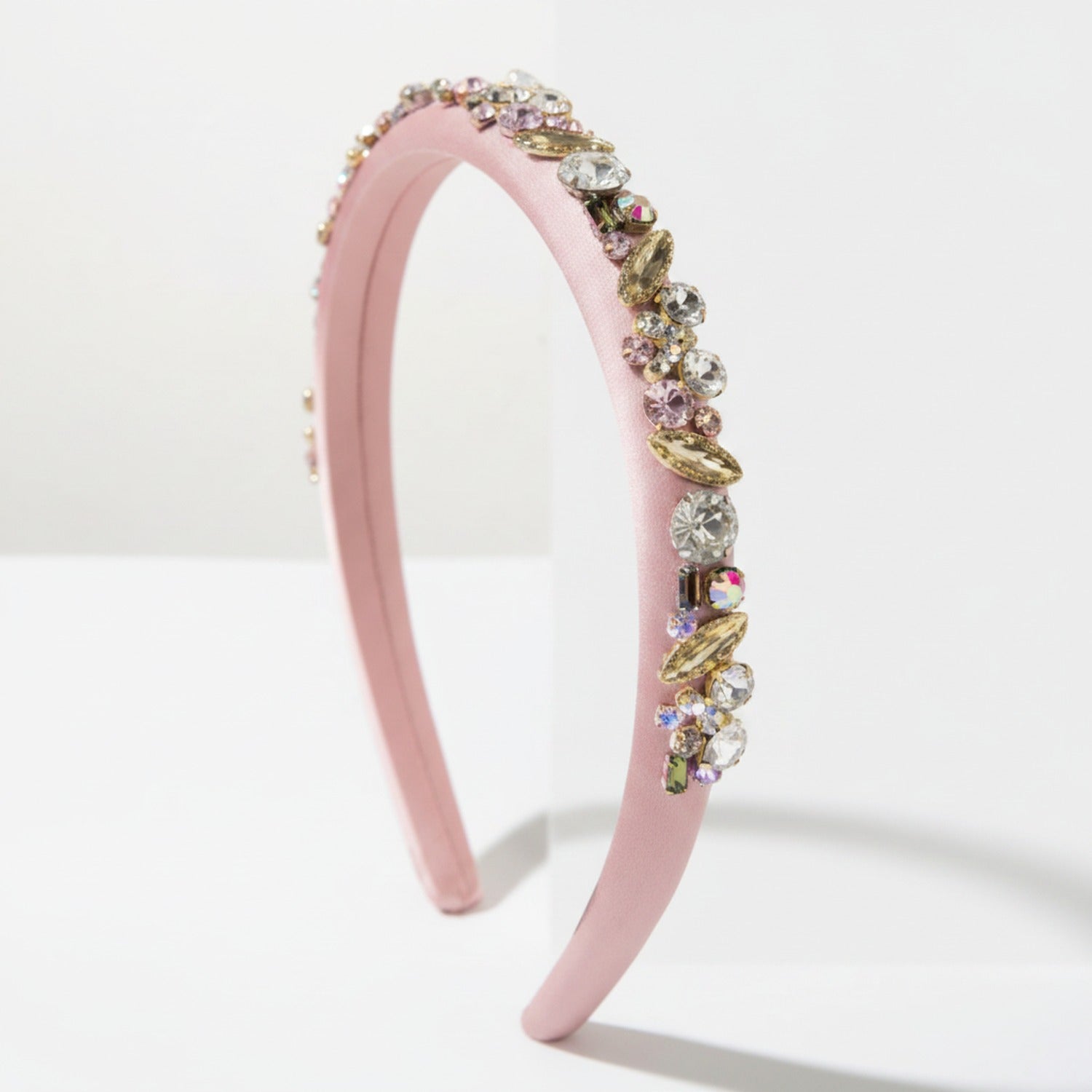 Black Padded Headband With Rhinestone Embellishments